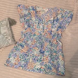 J. Crew floral flutter top